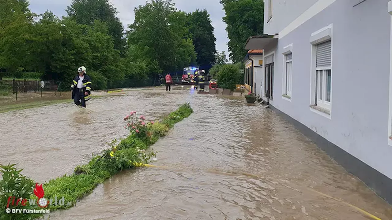 Stmk: Schwere Regenfälle sorgen am 28. Mai 2024 für Überflutungen in Burgau