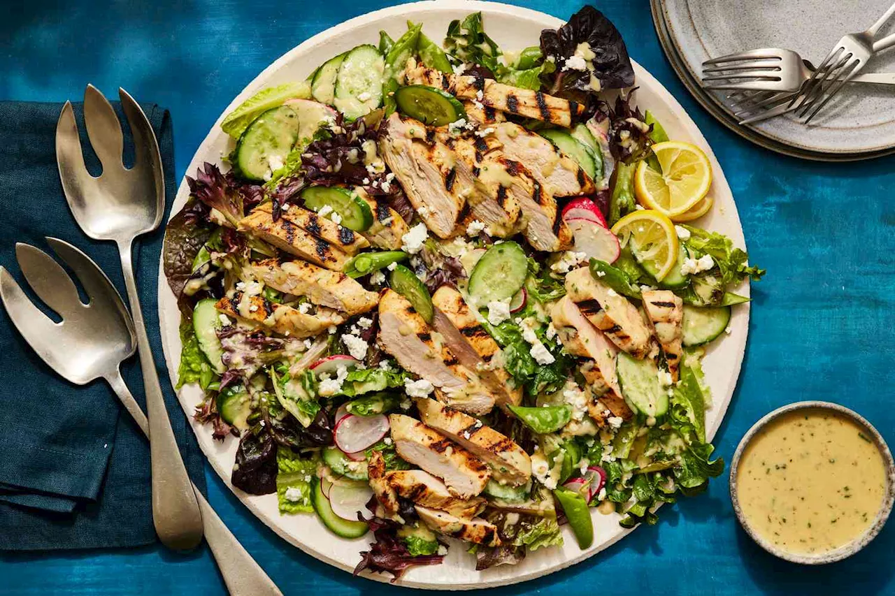 Grilled Chicken Salad With Herby Tahini Dressing