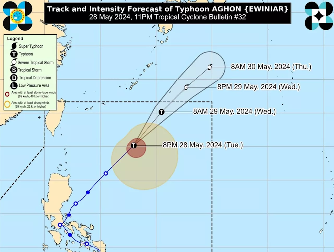 Typhoon Aghon continues to move northeastward over PH Sea— PAGASA