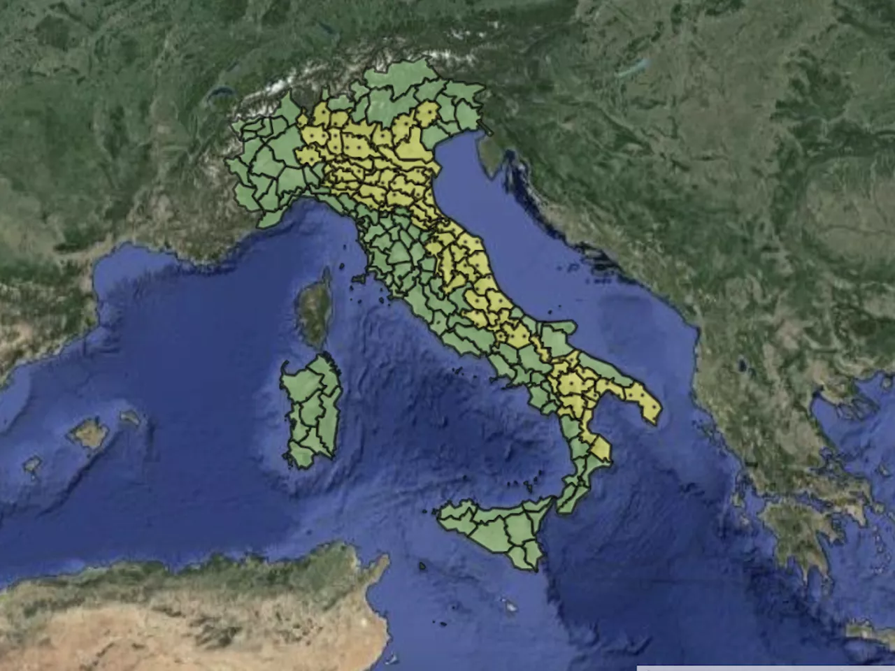 Maltempo: scatta l'allerta gialla in 10 regioni