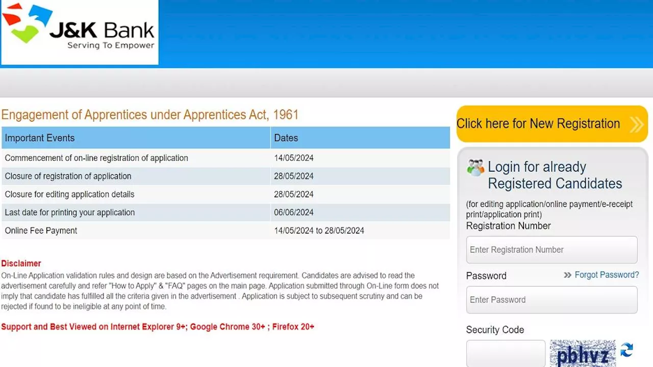 JK Bank Recruitment 2024: जम्मू एंड कश्मीर बैंक में 276 अप्रेंटिस पदों पर आवेदन का अंतिम मौका आज, तुरंत कर लें अप्लाई