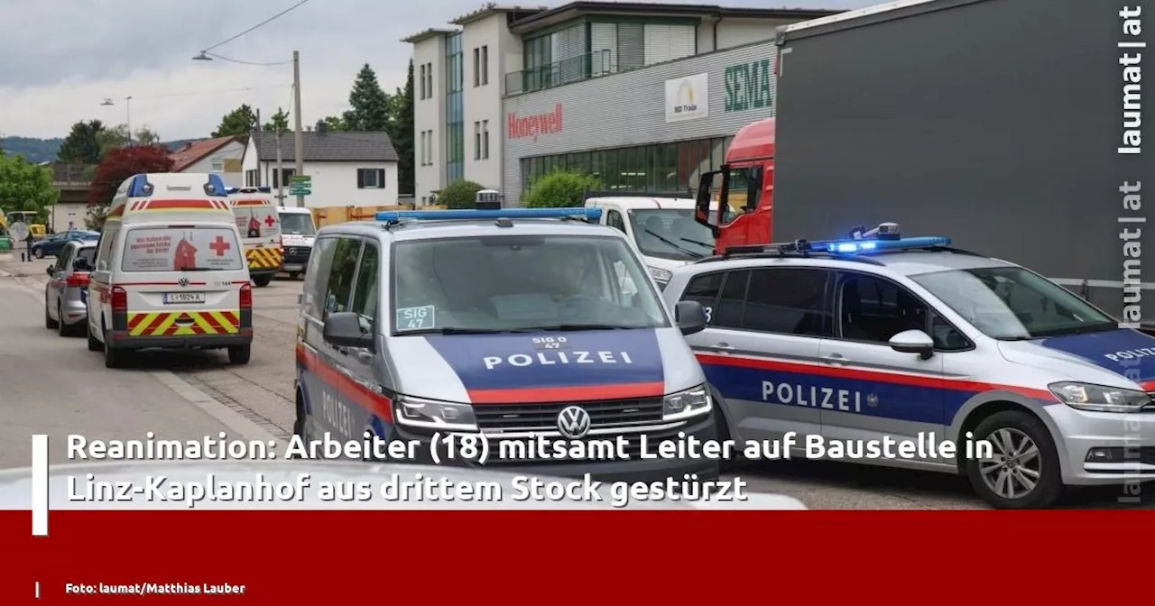 Reanimation: Arbeiter (18) mitsamt Leiter auf Baustelle in Linz-Kaplanhof aus drittem Stock gestürzt