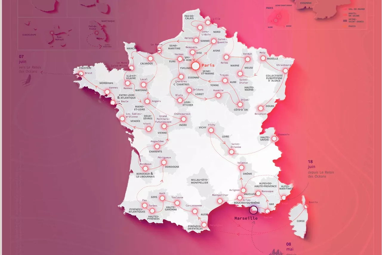 CARTE. Parcours de la Flamme Olympique 2024 dans toute la France