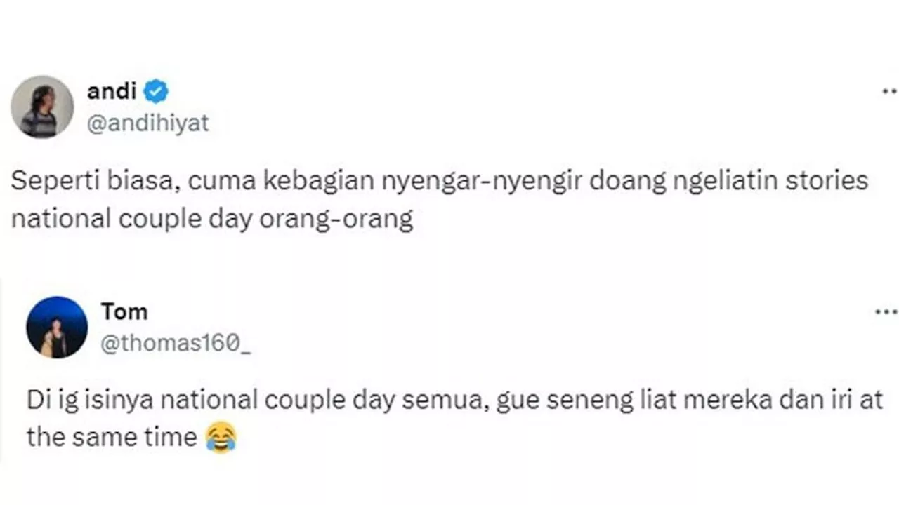 8 Curhatan Netizen Soal 'National Couple Day' Ini Bikin Si Jomblo Senyum Tipis