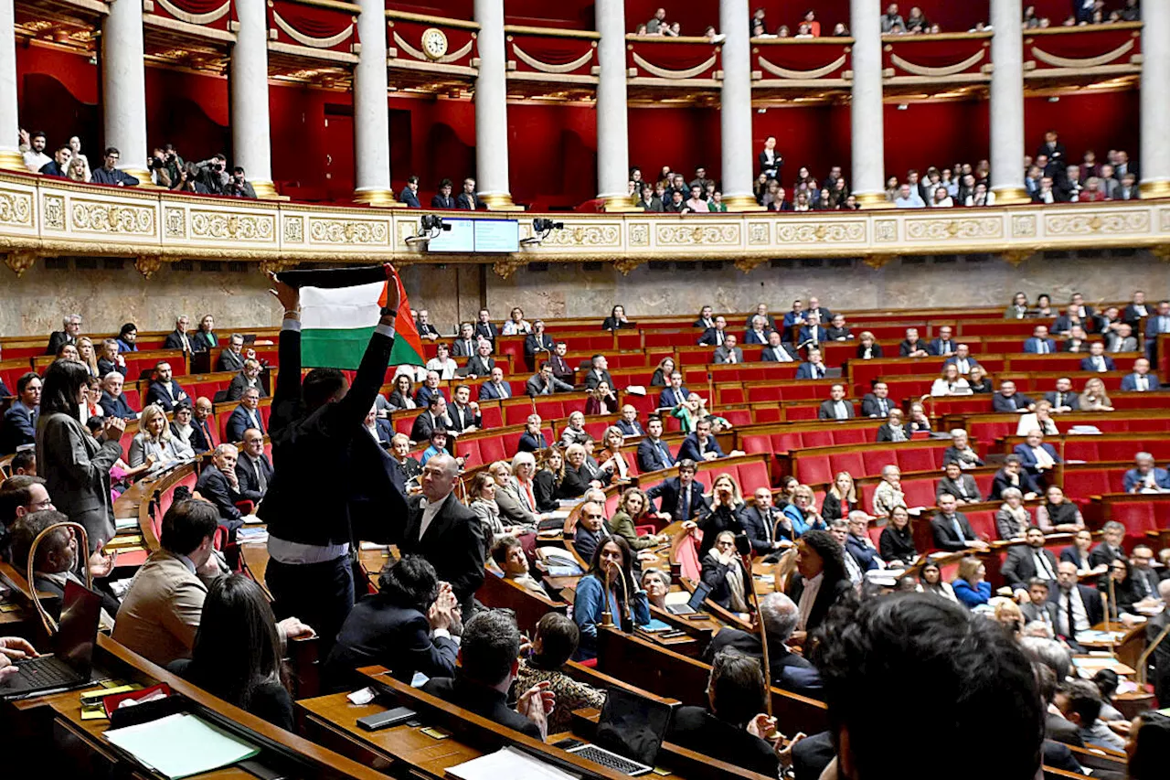 Guerre à Gaza : le député LFI Sébastien Delogu brandit un drapeau palestinien à l’Assemblée nationale