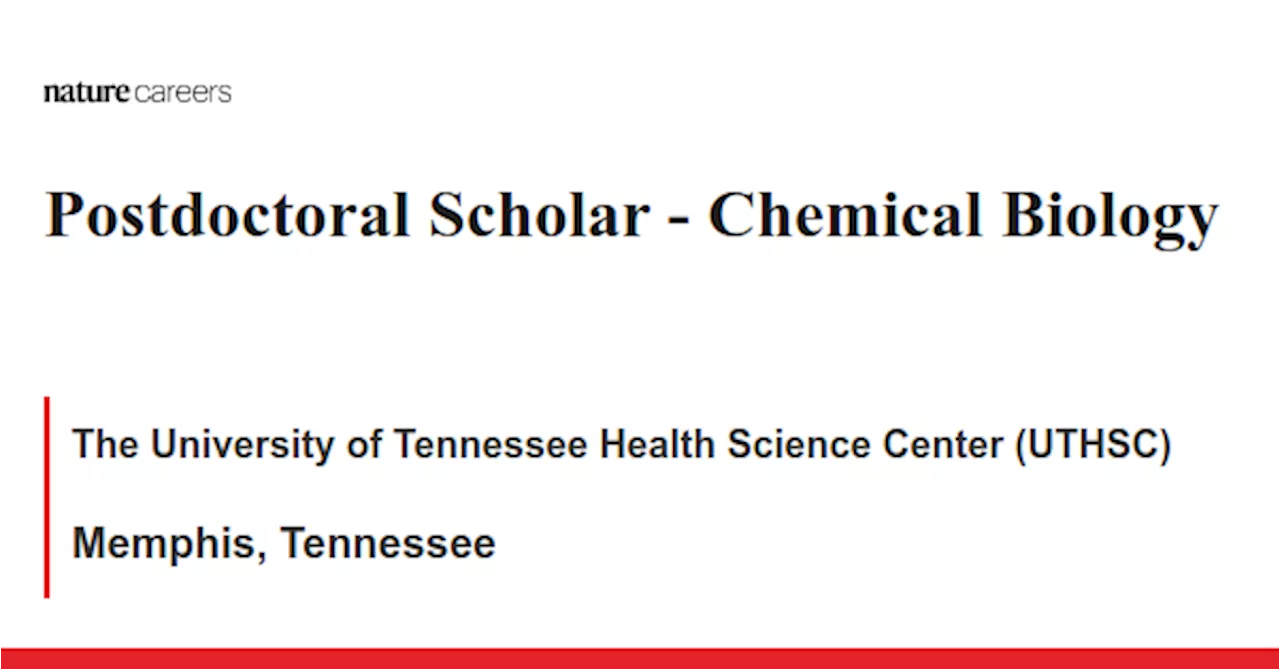  Chemical Biology - Memphis, Tennessee job with The University of Tennessee Health Science Center (UTHSC)