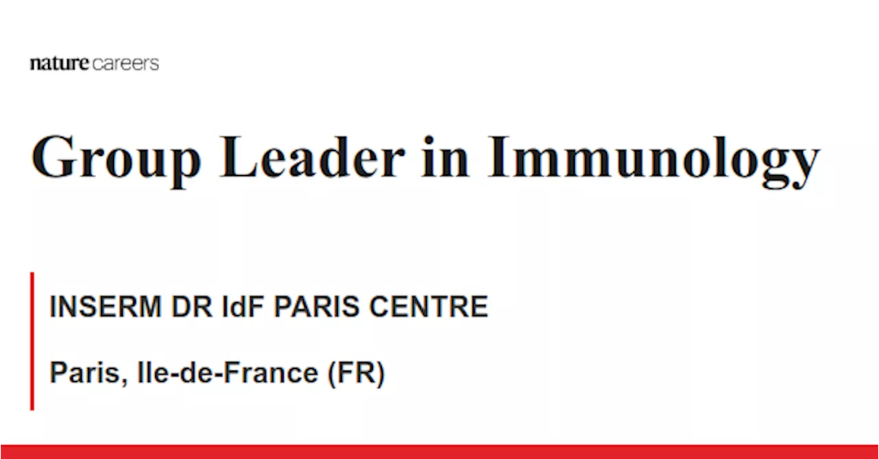  Paris, Ile-de-France (FR) job with INSERM DR IdF PARIS CENTRE