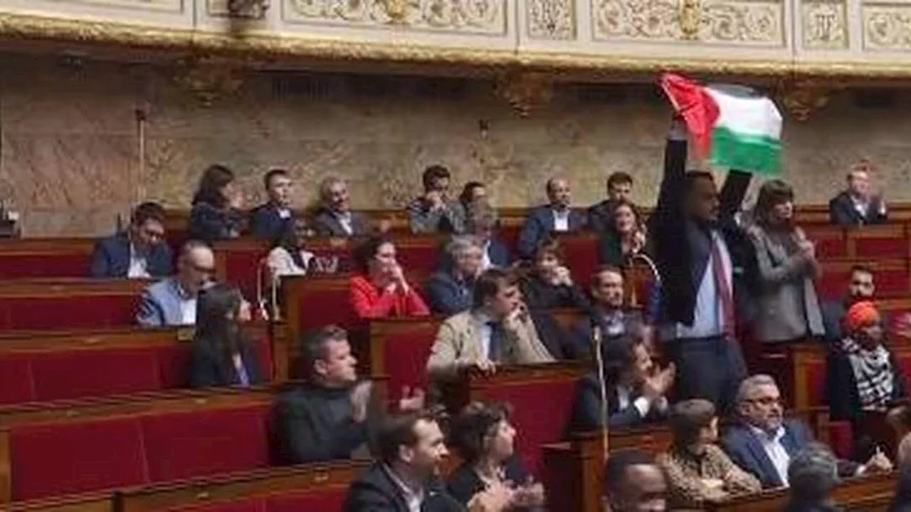 Un député LFI brandit un drapeau palestinien à l’Assemblée, la séance suspendue