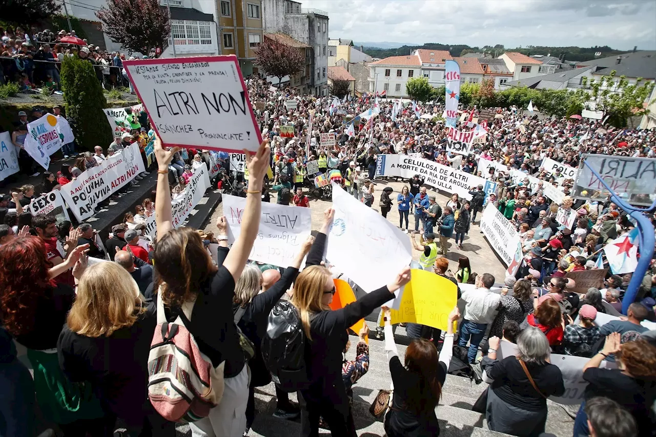 Rueda defiende a Altri tras la multitudinaria manifestación contra la fábrica de celulosa en Palas de Rei