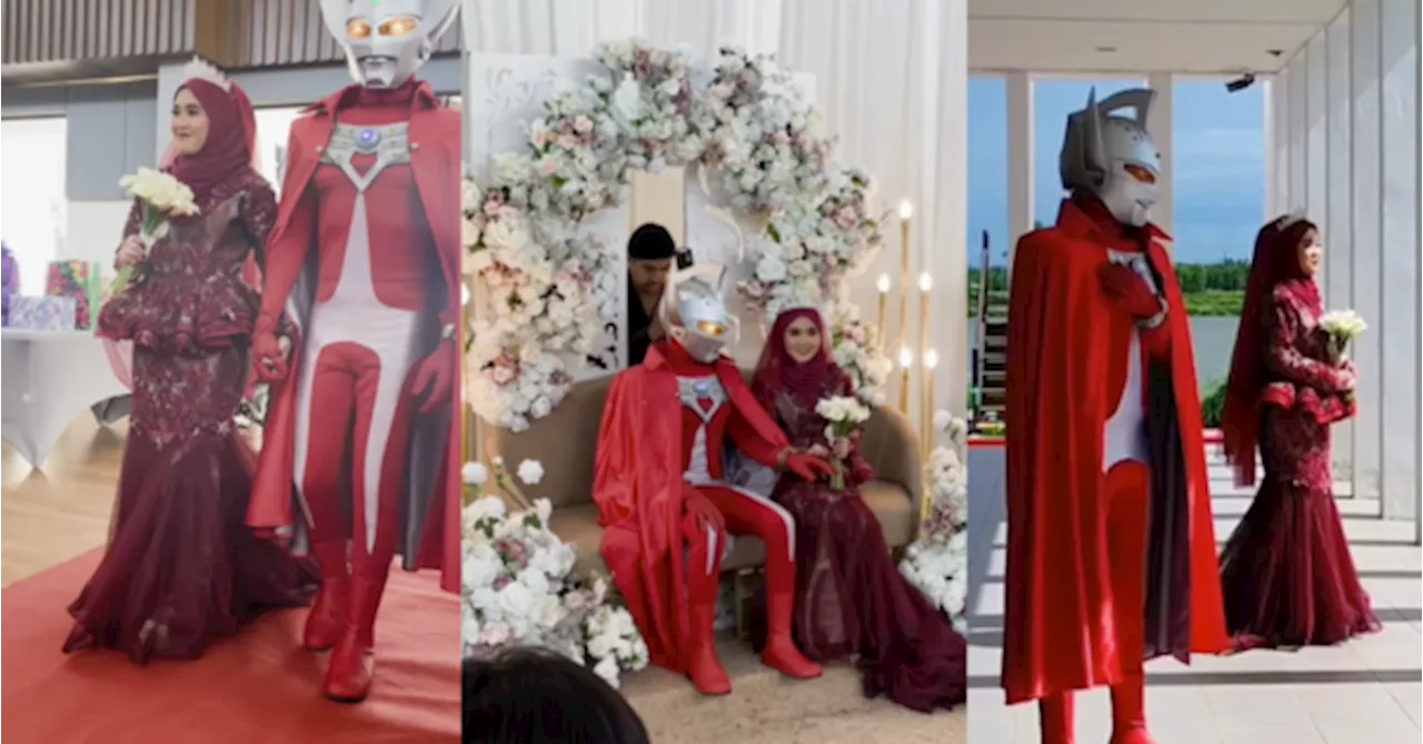 'Nasib Baik Masa Kenduri Raksasa Tak Serang' - Pengantin Lelaki Pakai Full Suit Ultraman