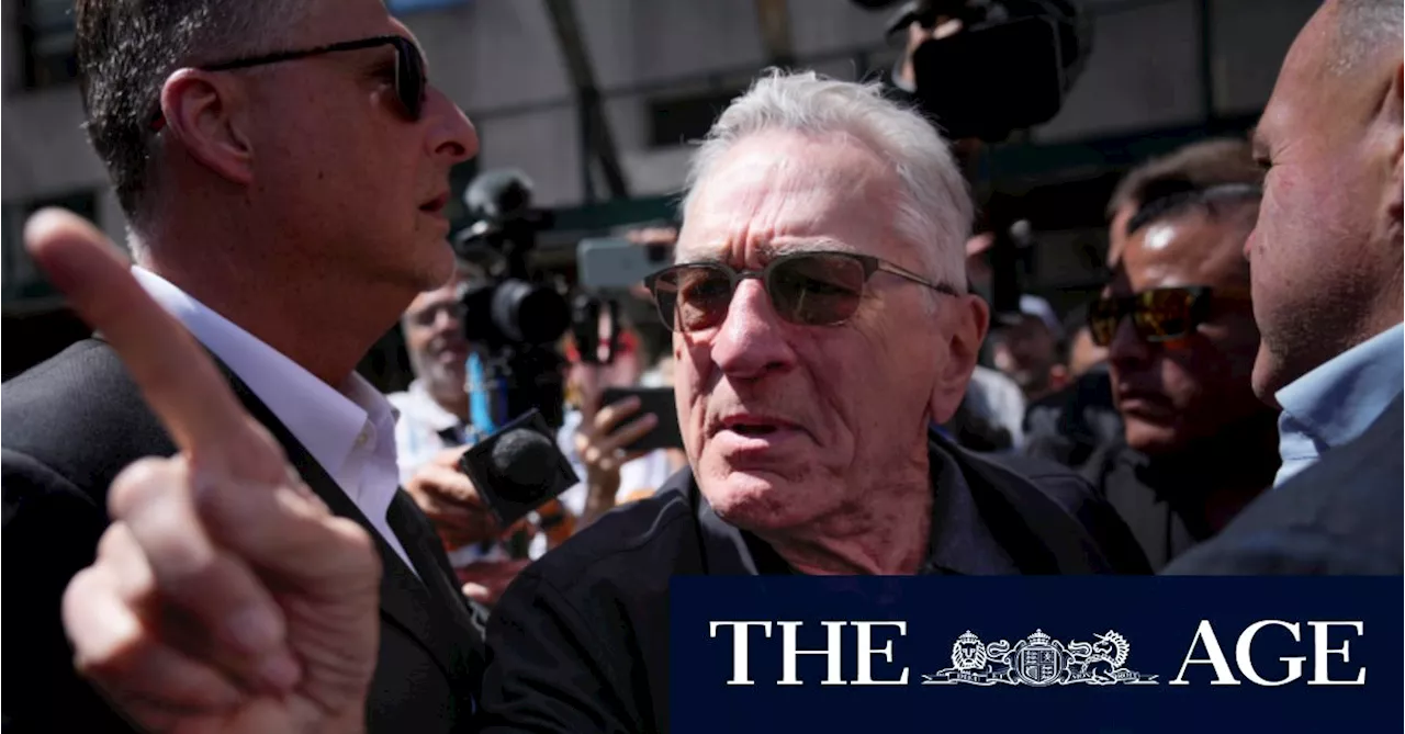 ‘Two-bit big shot’: Robert De Niro unleashes on Donald Trump outside hush money trial