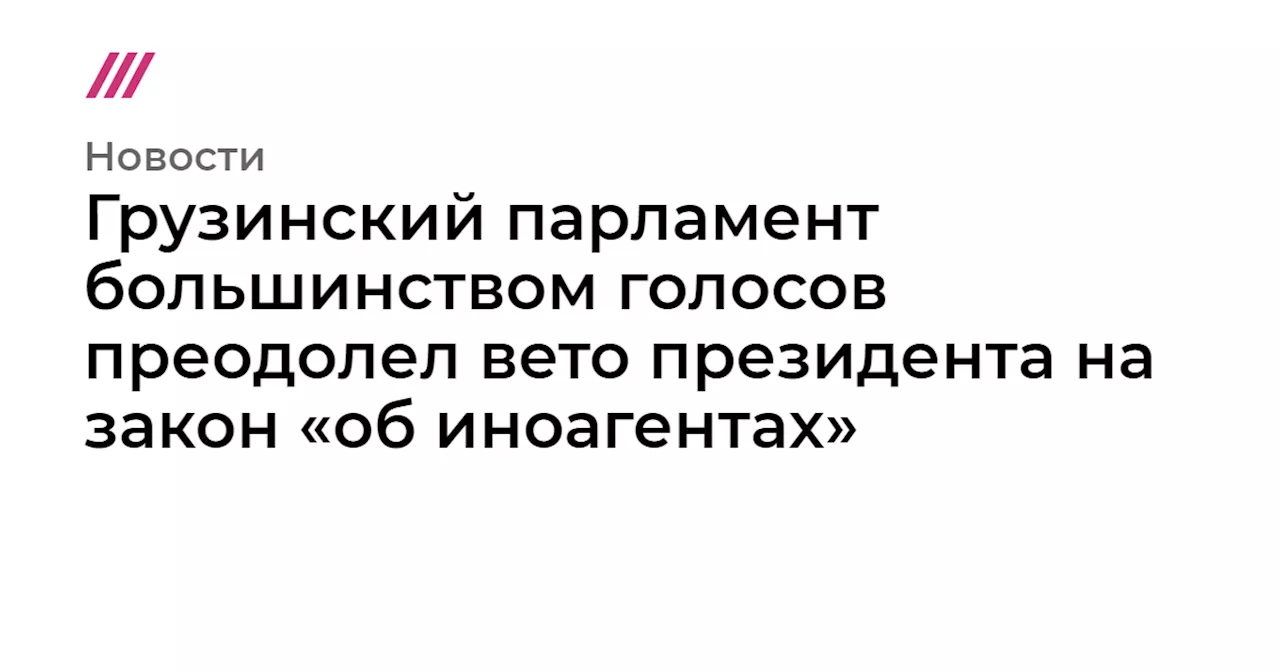 Грузинский парламент большинством голосов преодолел вето президента на закон «об иноагентах»