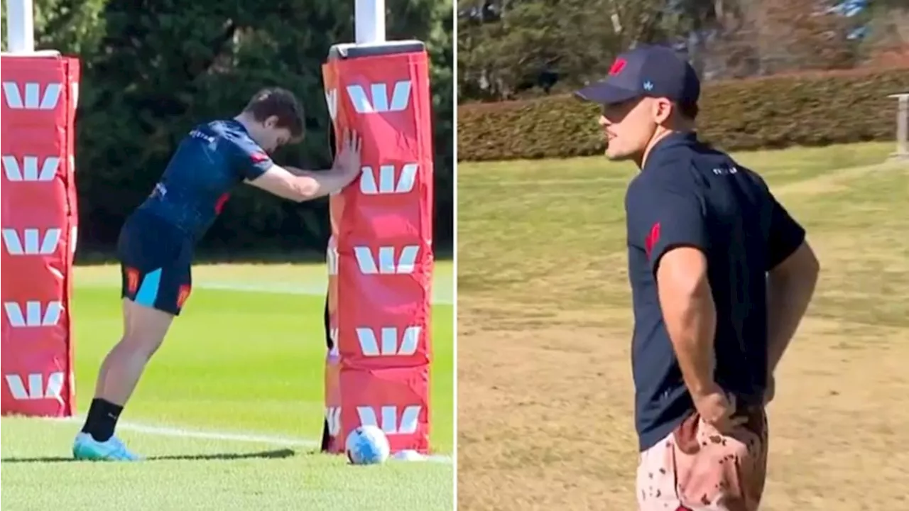 Concerning sight for Liam Martin as Nathan Cleary spotted NSW Blues training