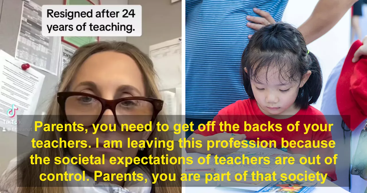 Tired Teacher Quits Profession After 24 Years, Expresses Frustration At The 'New Type Of Parent'