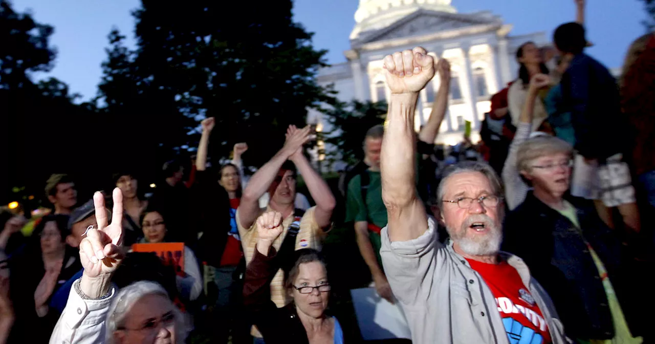 Unions argue for overturning Wisconsin law that ended nearly all collective bargaining