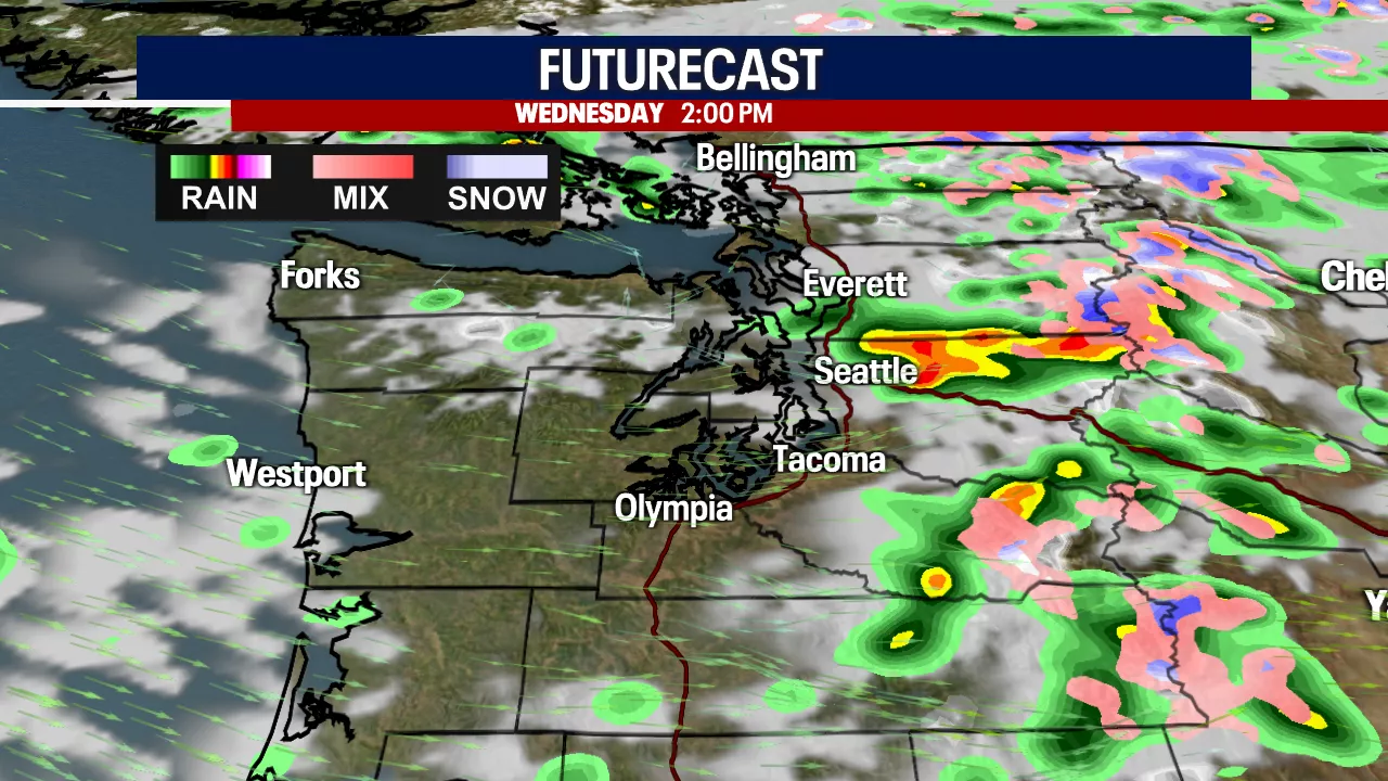 Seattle weather: Convergence zone and rainy weather Wednesday