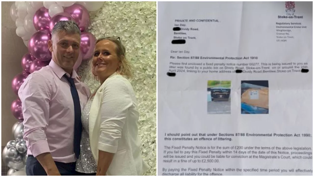 'I was so distraught': Stoke-on-Trent couple given £400 littering fine for putting envelope in bin