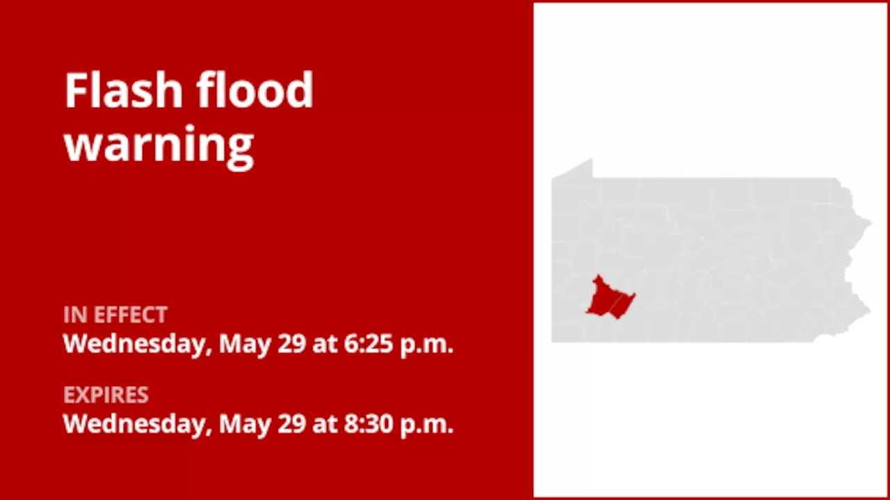 Flash flood warning for Westmoreland County Wednesday evening