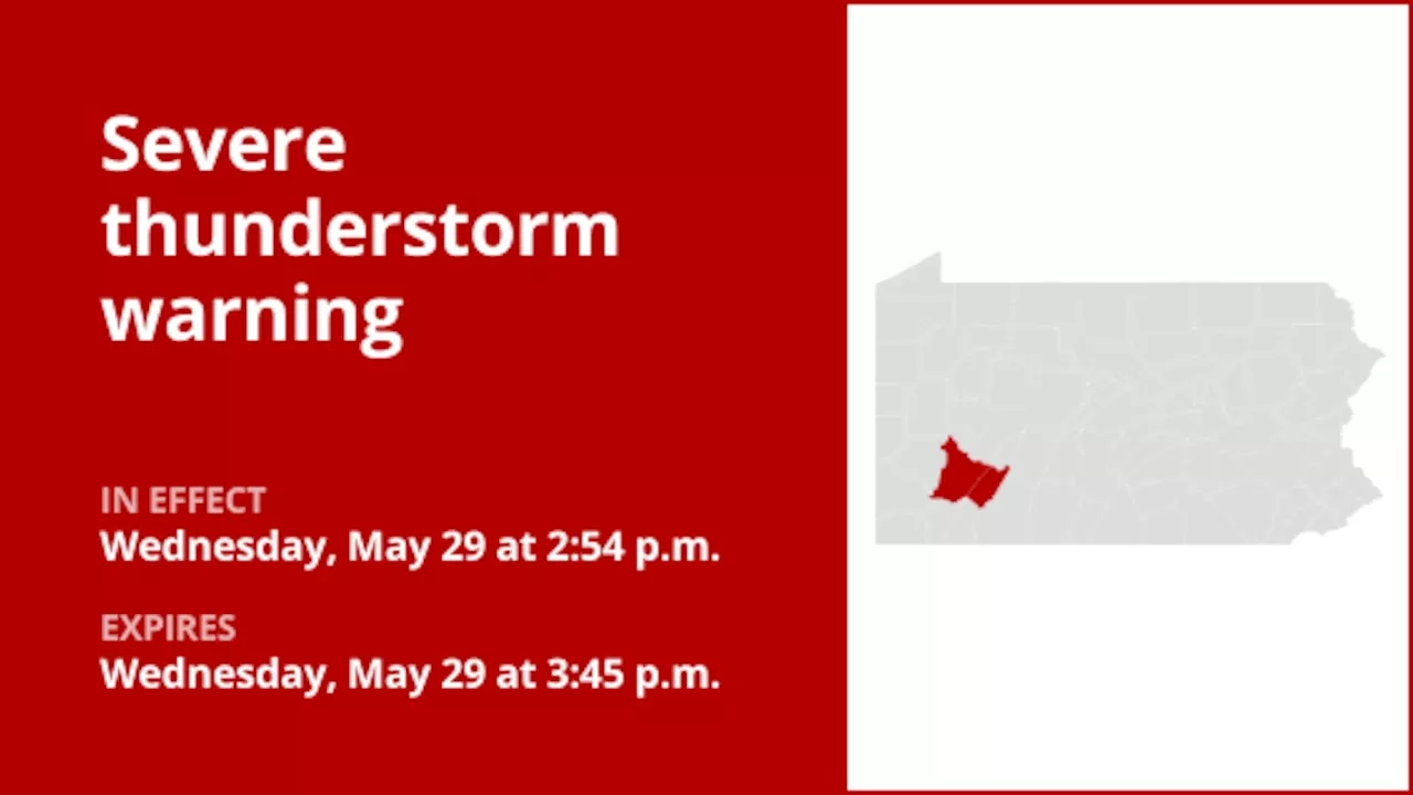 Quarter-sized hail and damaging winds expected with thunderstorms to hit Westmoreland County Wednesday