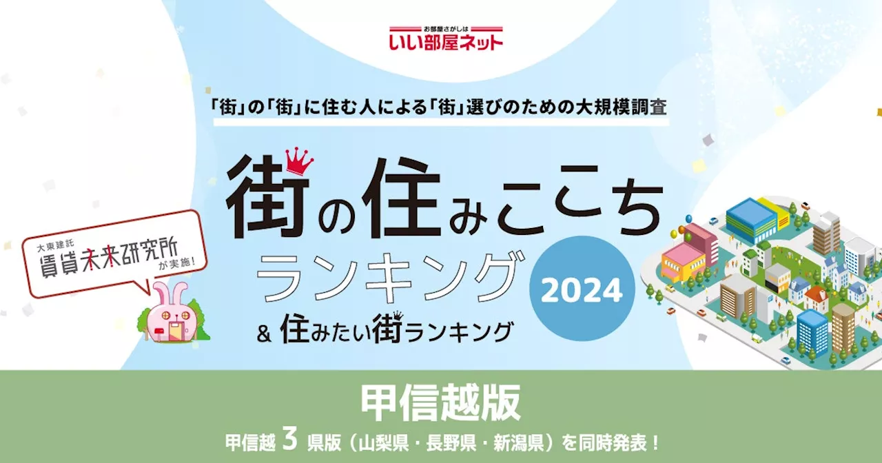 いい部屋ネット「街の住みここち＆住みたい街ランキング２０２４＜山梨県版＞」発表