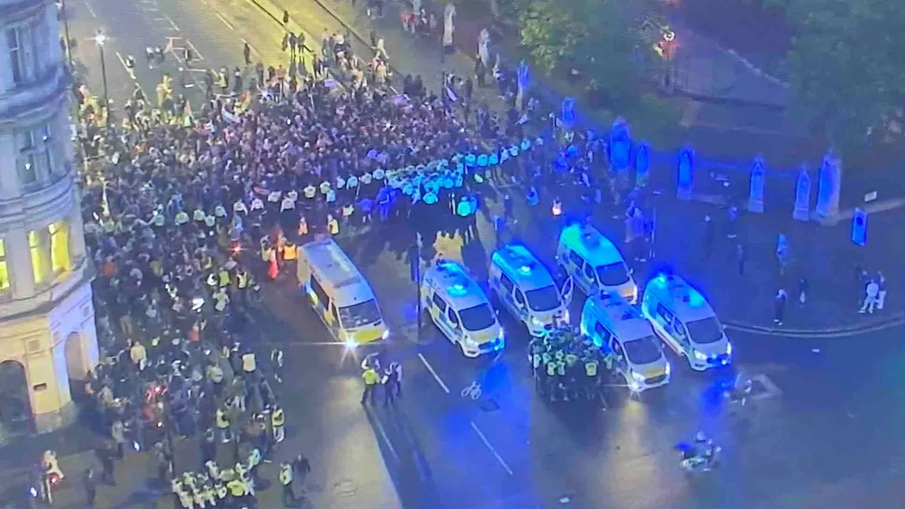 Three police officers injured and 40 people arrested after disorder at protest near Downing Street