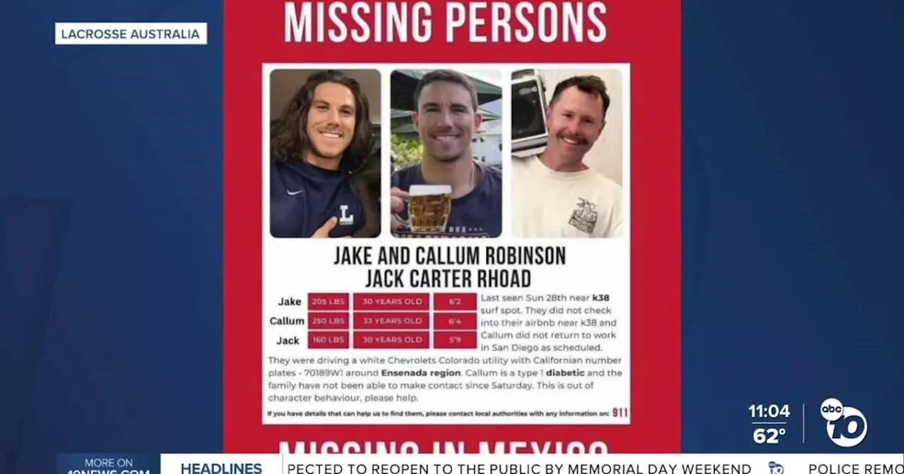 Mexican authorities searching for three missing men in Baja California