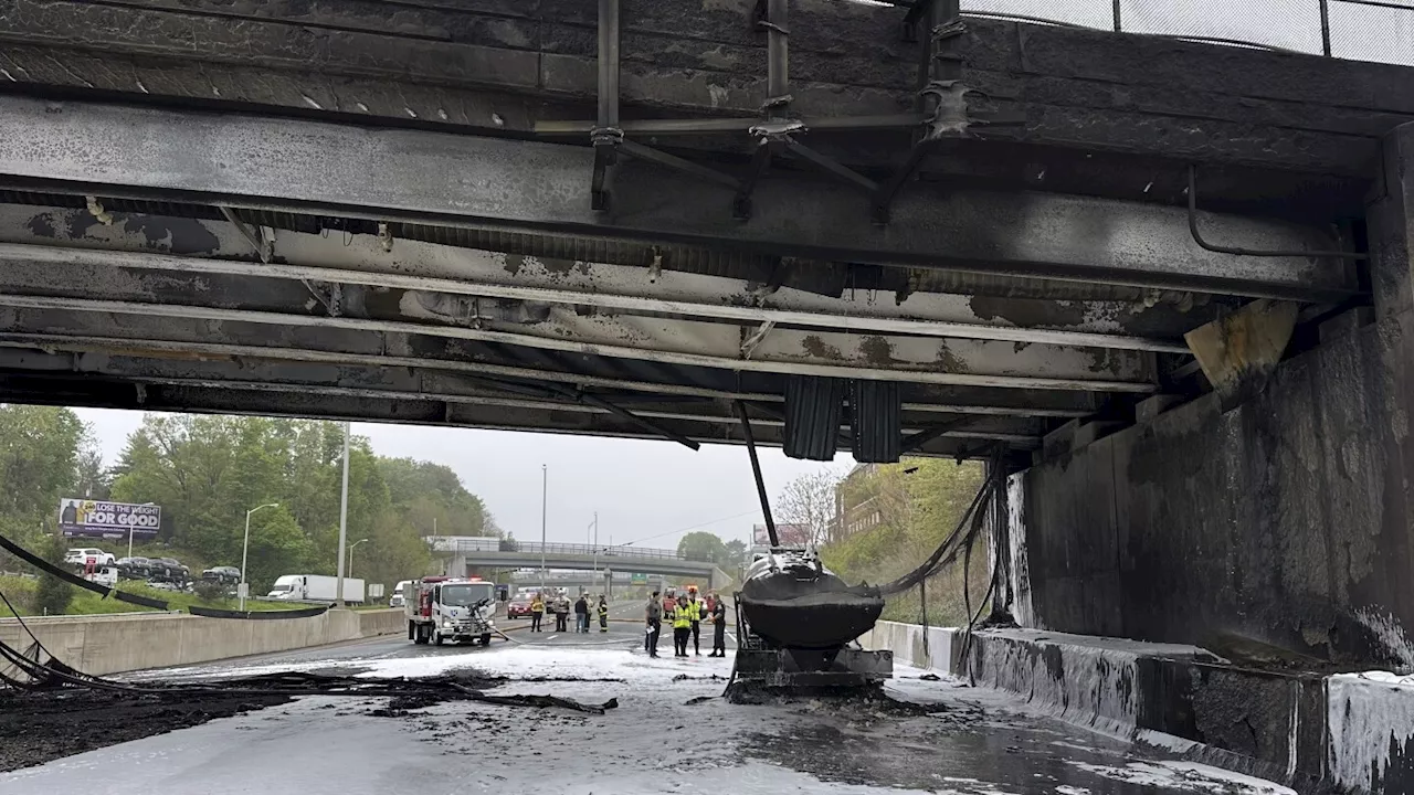 Traffic snarled as workers begin removing bridge over I-95 following truck fire in Connecticut