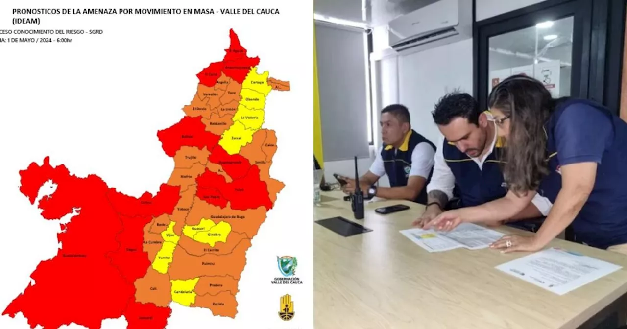 Alerta roja en 12 municipios del Valle del Cauca por posibles emergencias por lluvias