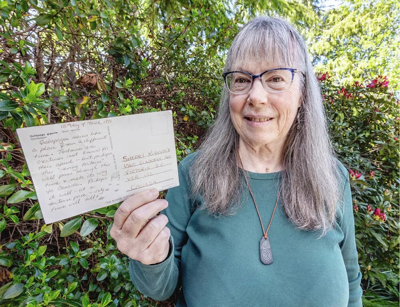 Esquimalt woman finally receives postcard from Galapagos — 33 years later