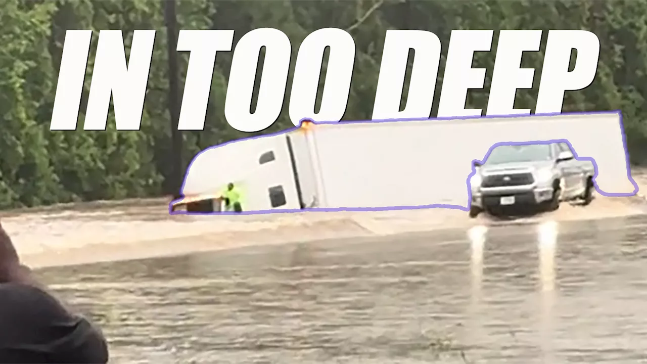 18-Wheeler Makes Deep Dive in Texas Flash Flood, Driver Swims Free