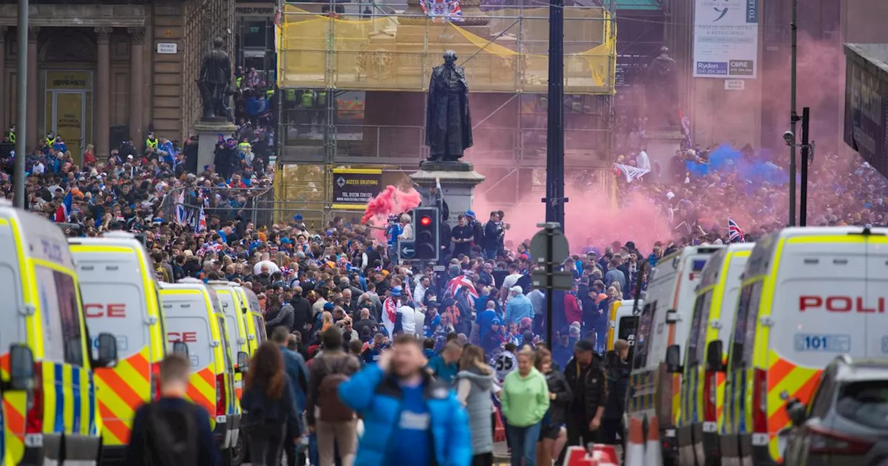 Kilmarnock yob who clashed with police at Rangers title party is jailed