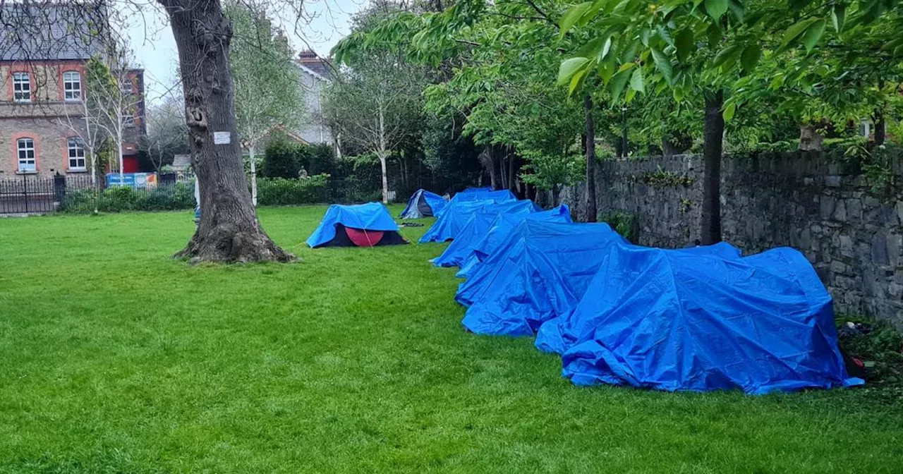 Asylum seekers pitch tents in park on St Mary’s Road in Ballsbridge