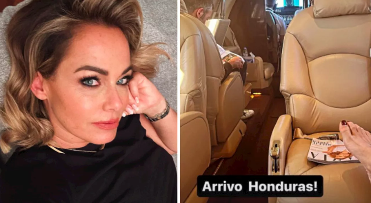 Sonia Bruganelli, missione per salvare l'Isola dei Famosi: «Arrivo Honduras». La foto social in aereo