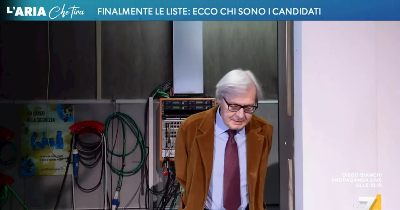 L&#039;Aria che tira, l&#039;arrivo trionfale di Sgarbi: &#034;Clamoroso, s&#039;è svegliato&#034;