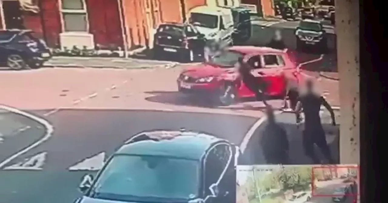 Terrifying moment car ploughs into group in hit-and-run outside polling station