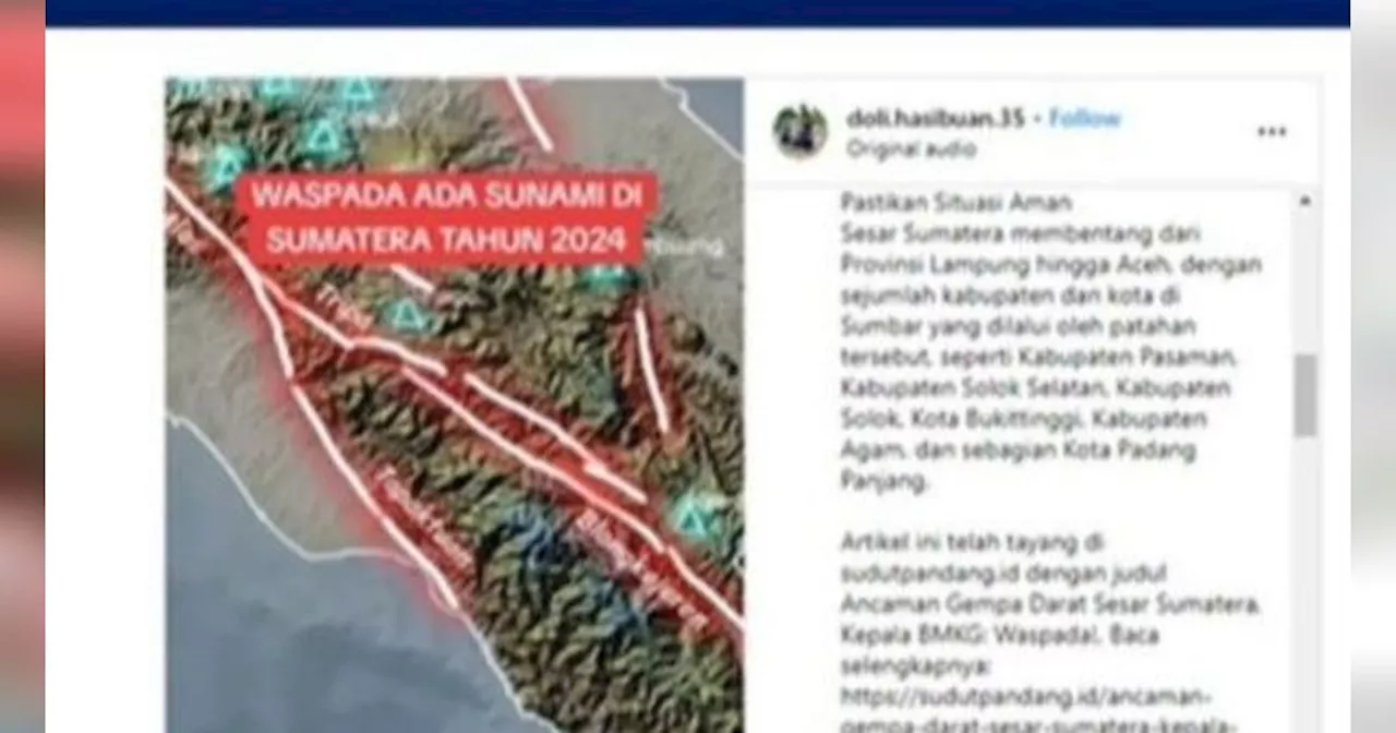 Viral Video Sesar Besar Sumatera Bakal Timbulkan Tsunami di 2024, BMKG Angkat Bicara