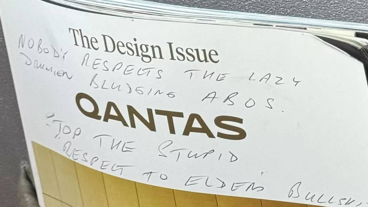 Despicable message scrawled on Qantas mag