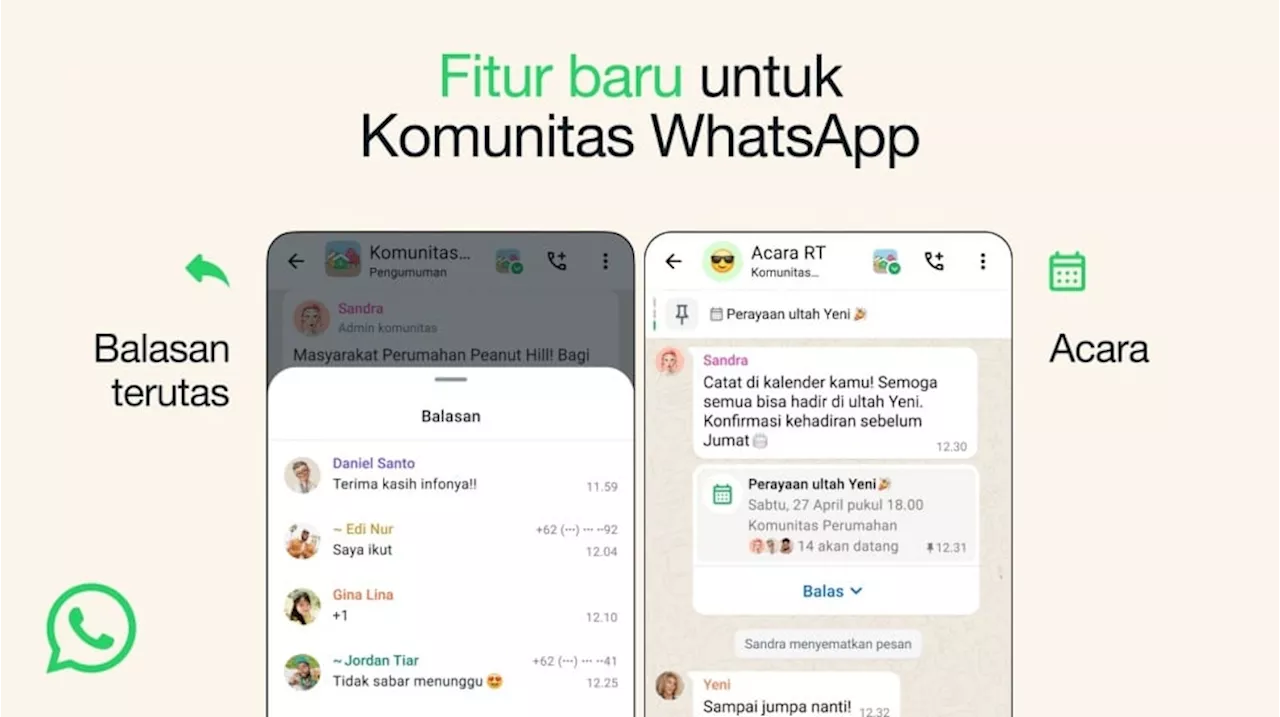 Fitur baru di WhatsApp Komunitas: Acara dan Balasan di Grup Pengumuman