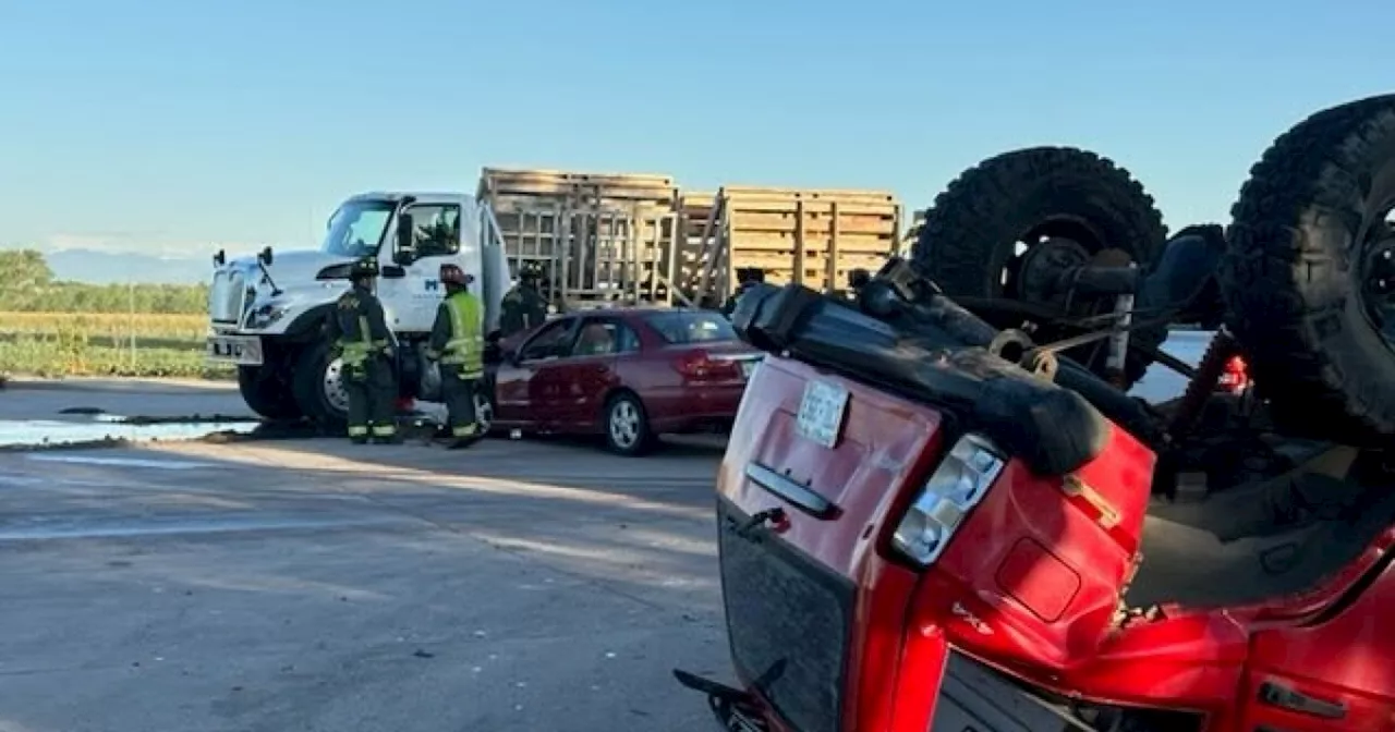 Aurora Fire Rescue Hazardous Materials Team responds to crash Thursday morning involving truck spilling fuel