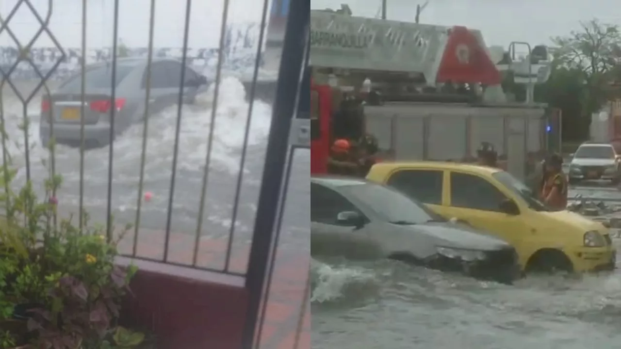 Dos carros fueron arrastrados por arroyo en barrio Los Andes