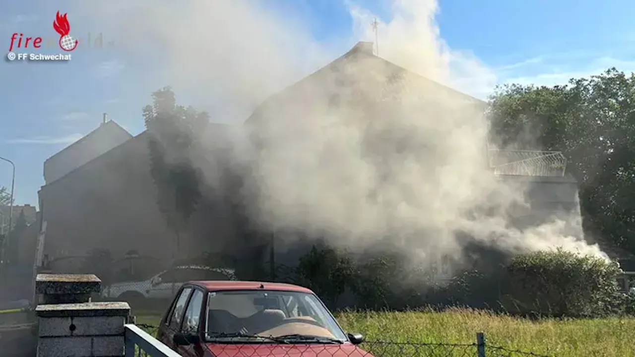  Wien: Personenrettung bei Kellerbrand im Grenzgebiet Schwechat / Wien