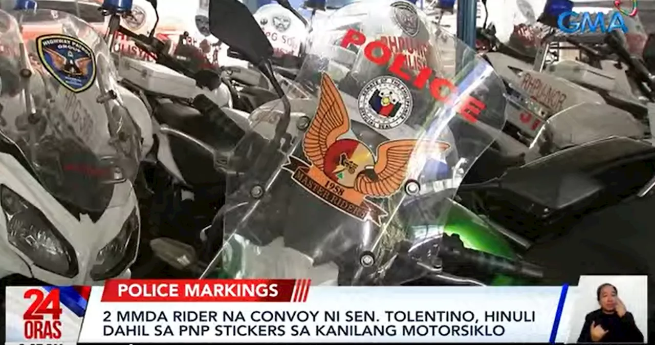 Tolentino’s MMDA escorts arrested for using PNP insignia