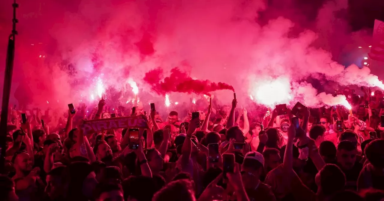 Wild scenes in Athens as Olympiacos fans celebrate Europa Conference League win