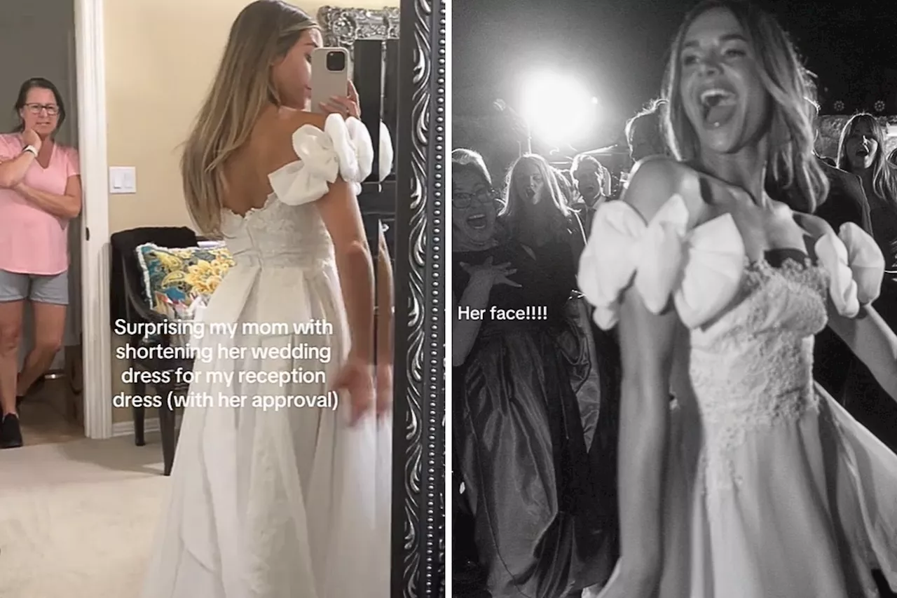 Moment Mom Sees Daughter in Her Old Shortened Wedding Dress for First Time