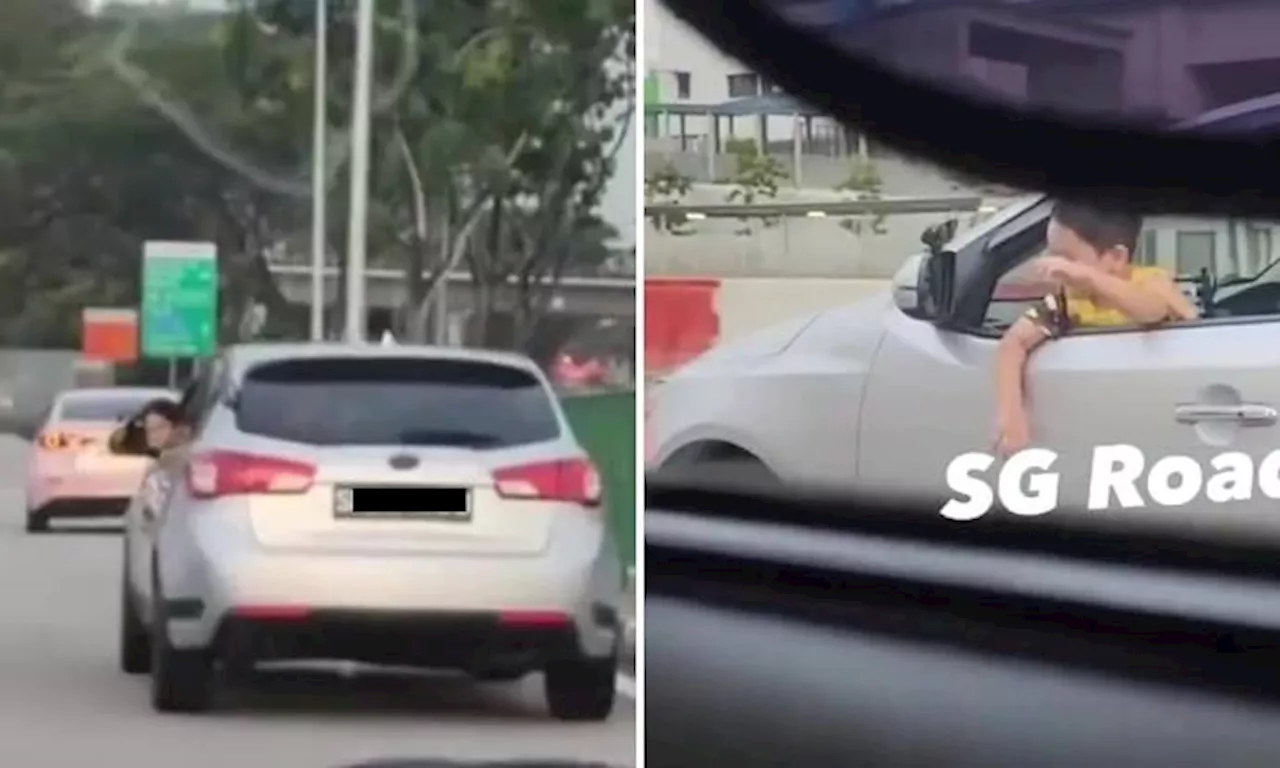 Kia driver lets child stick head and arms out of window of moving car in Ang Mo Kio