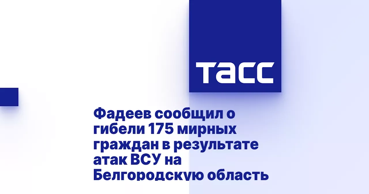 Фадеев сообщил о гибели 175 мирных граждан в результате атак ВСУ на Белгородскую область