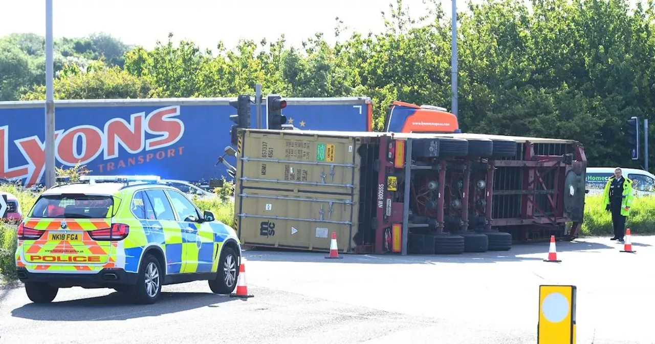 Live updates as lorry overturns at Switch Island causing 'severe delays'