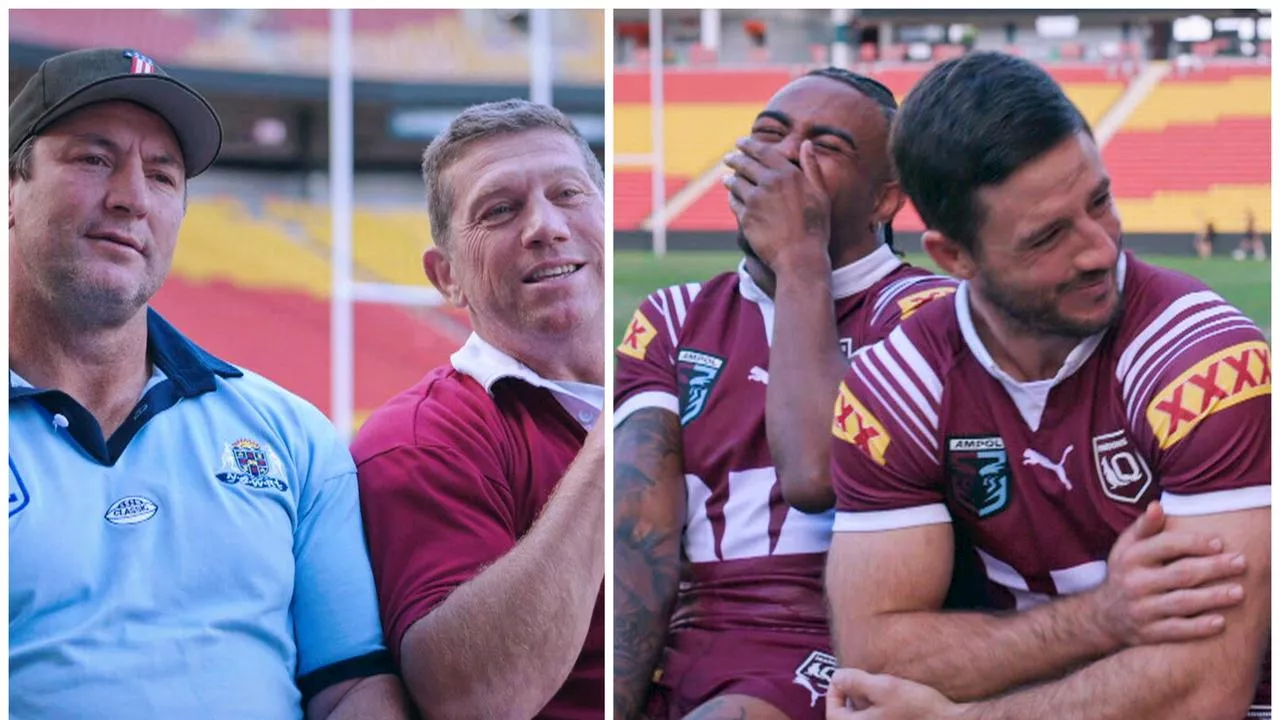 Moment that left Maroons stars in stitches as Fletch and Hindy invade QLD origin camp