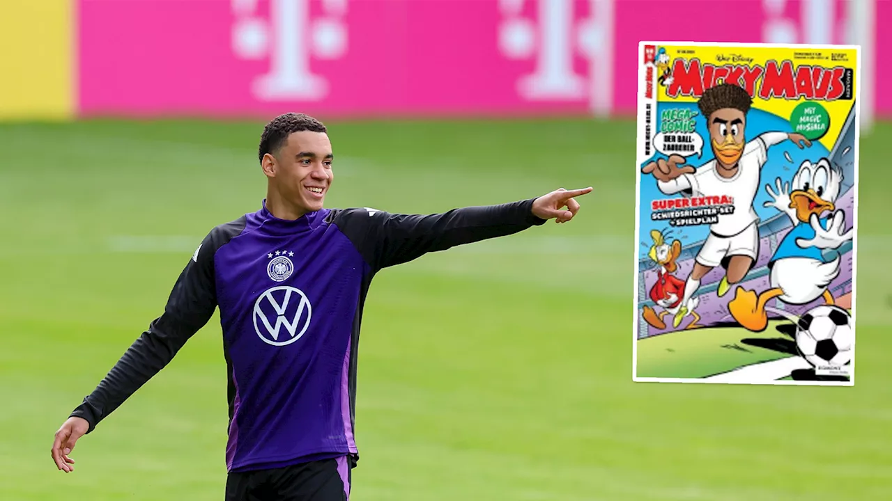 DFB-Star als Magic-Musiala mit Schnabel in Kinder-Comic