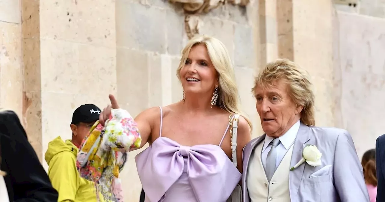 Rod Stewart and wife Penny Lancaster reunite with his ex at son's lavish wedding